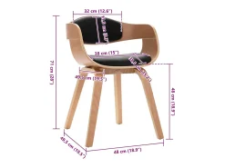 Sillas de comedor 2 unidades madera curvada y cuero sintético
