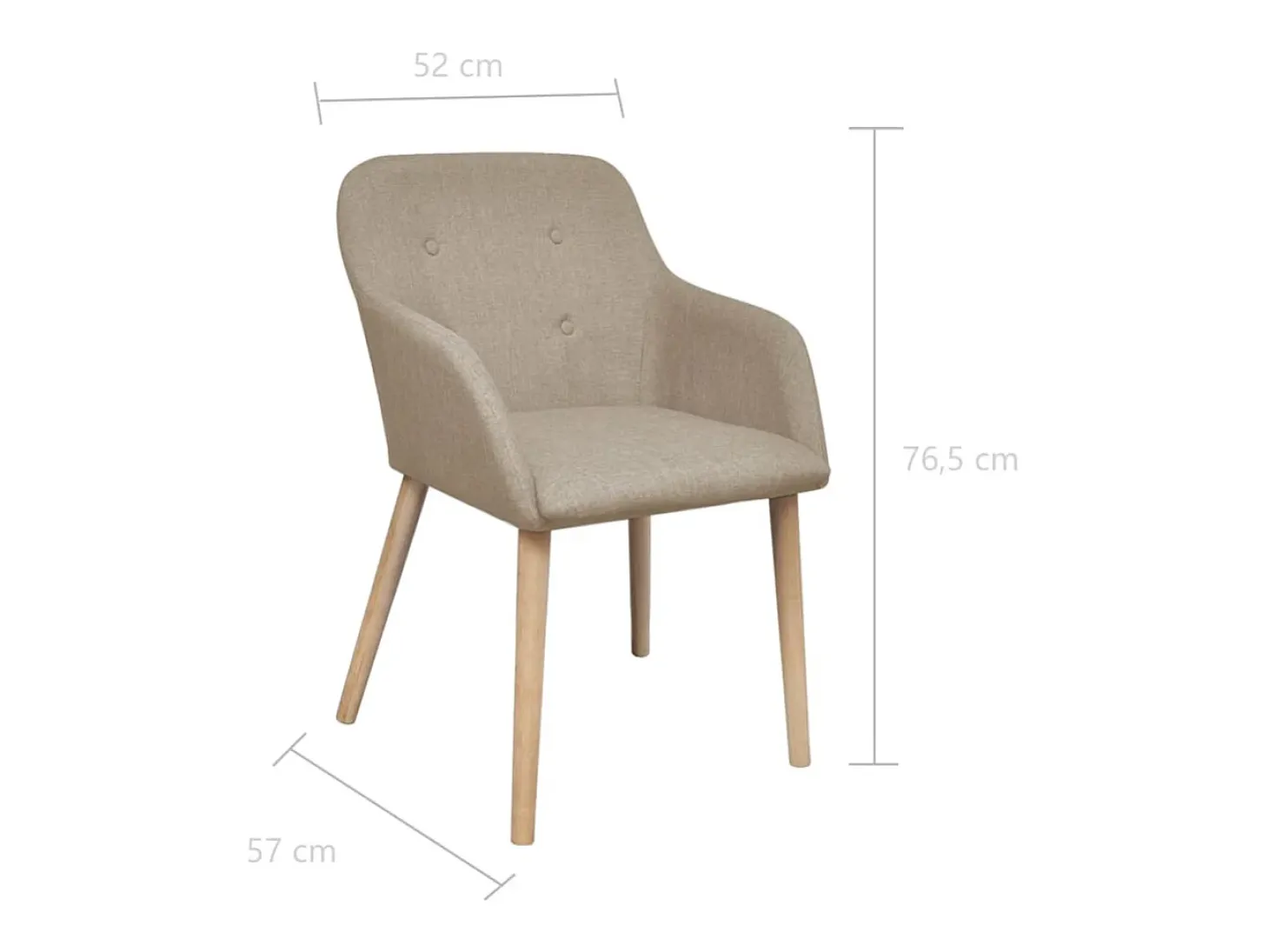 Sillas de comedor 2 unidades tela beige y madera maciza de roble