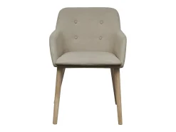 Sillas de comedor 2 unidades tela beige y madera maciza de roble