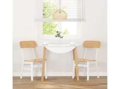 Sillas de comedor 2 unidades madera maciza de caucho blanco