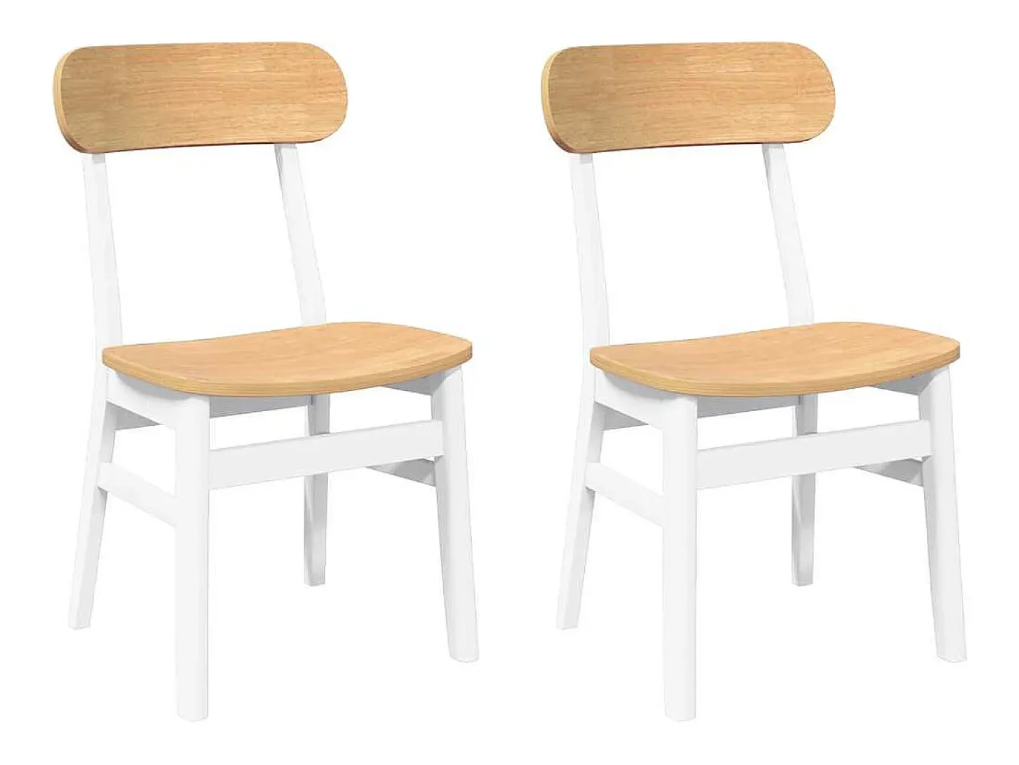 Sillas de comedor 2 unidades madera maciza de caucho blanco