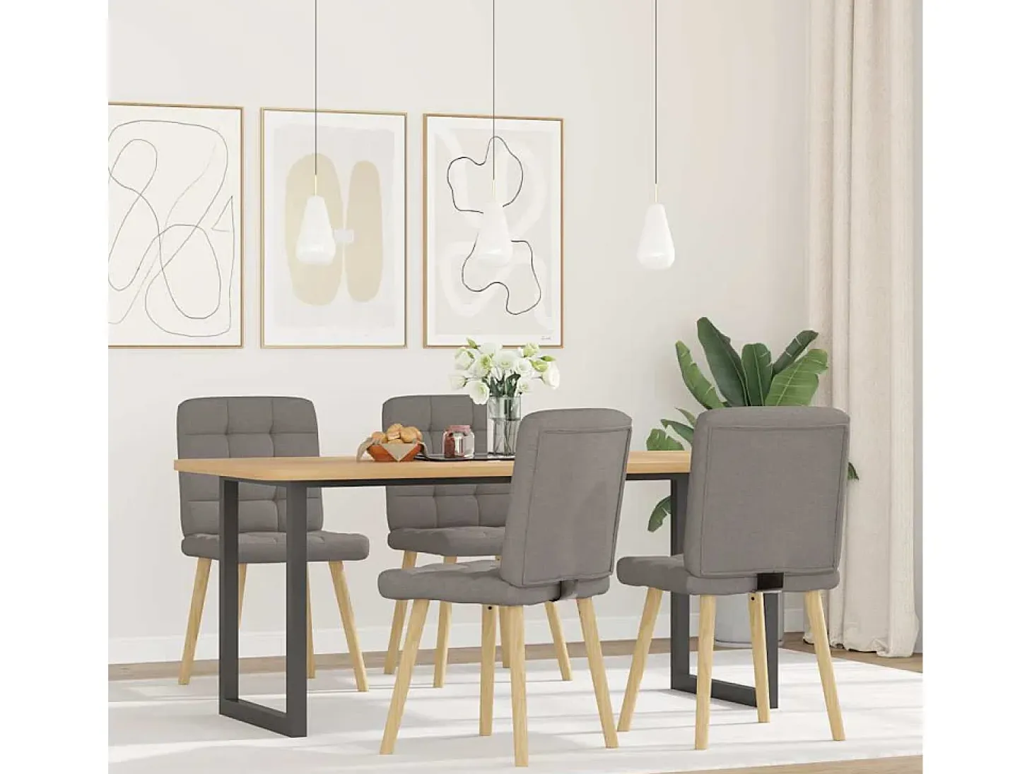 Sillas de comedor 4 unidades tela taupe