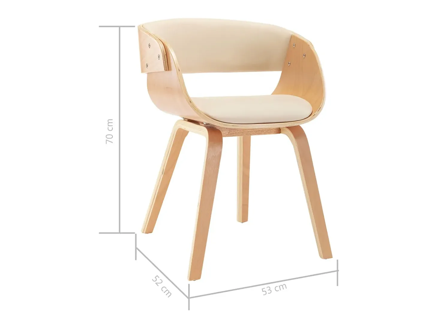 Sillas de comedor 6 unidades madera curvada y cuero sintético crema