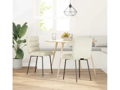 Sillas de comedor 2 unidades terciopelo crema