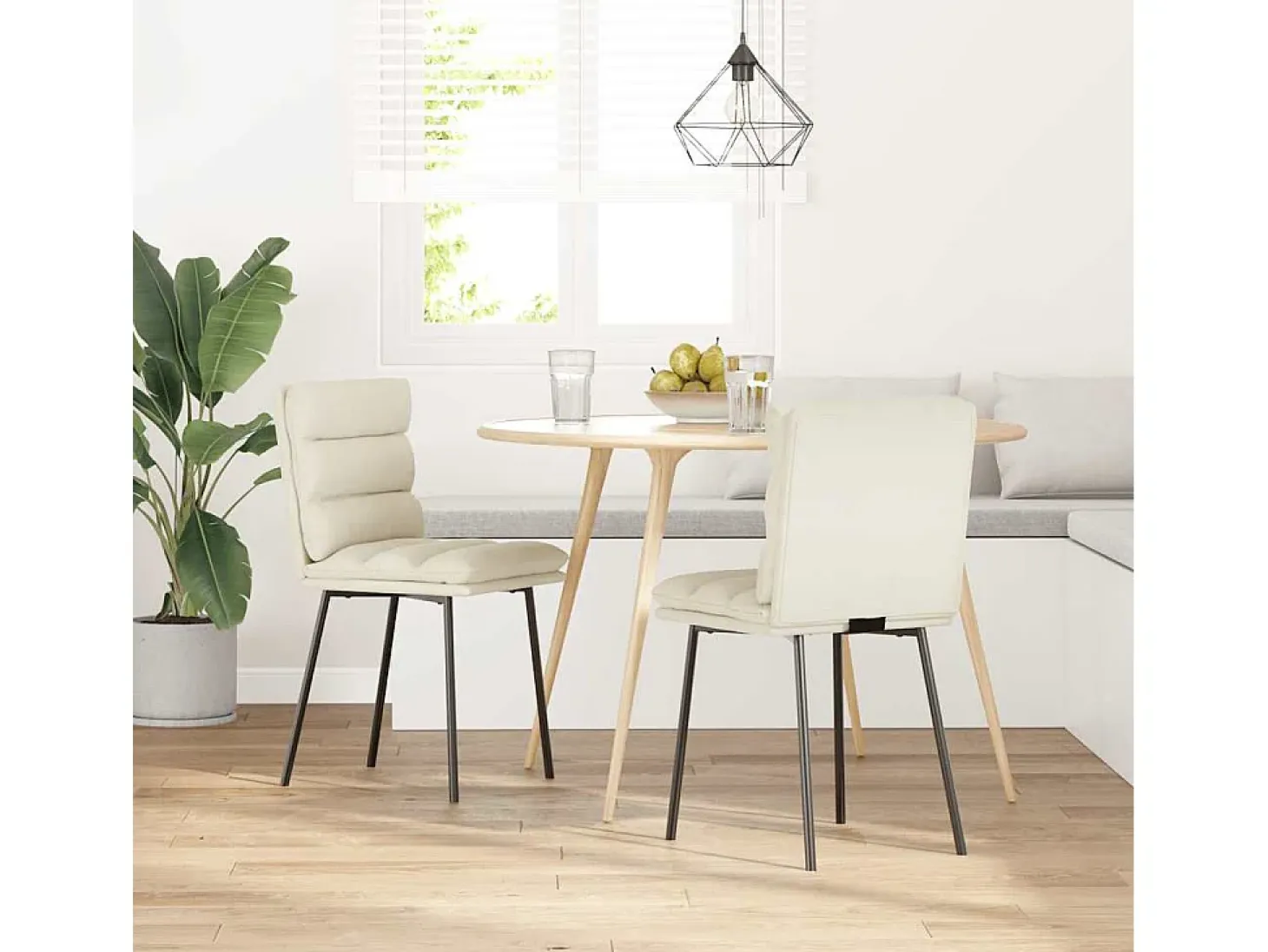Sillas de comedor 2 unidades terciopelo crema