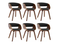 Sillas de comedor 6 unidades madera curvada gris y tela