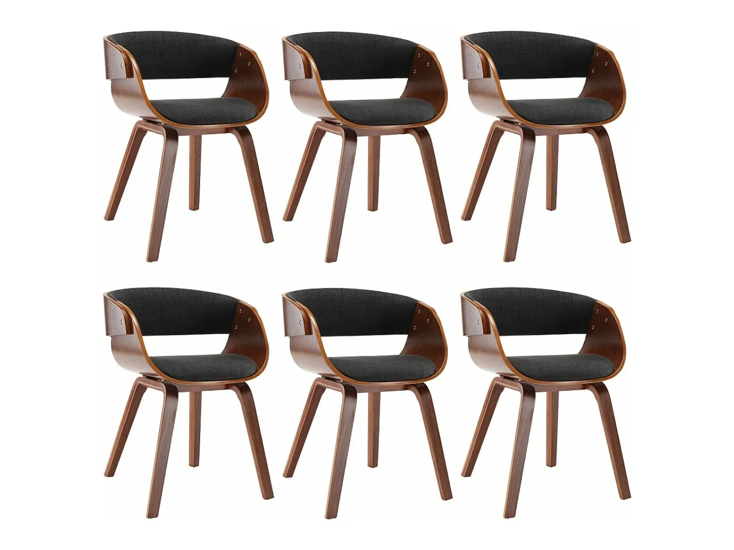 Sillas de comedor 6 unidades madera curvada gris y tela