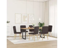 Sillas de comedor 6 unidades tela marrón oscuro