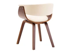 Sillas de comedor 4 unidades madera curvada y cuero sintético crema