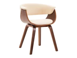Sillas de comedor 4 unidades madera curvada y cuero sintético crema