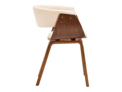 Sillas de comedor 4 unidades madera curvada y cuero sintético crema