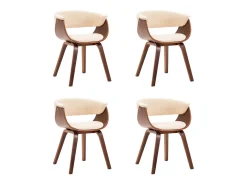 Sillas de comedor 4 unidades madera curvada y cuero sintético crema