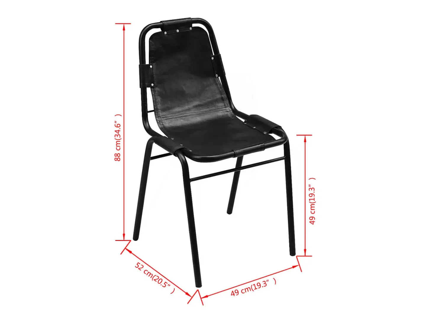 Sillas de comedor 2 unidades cuero auténtico negro
