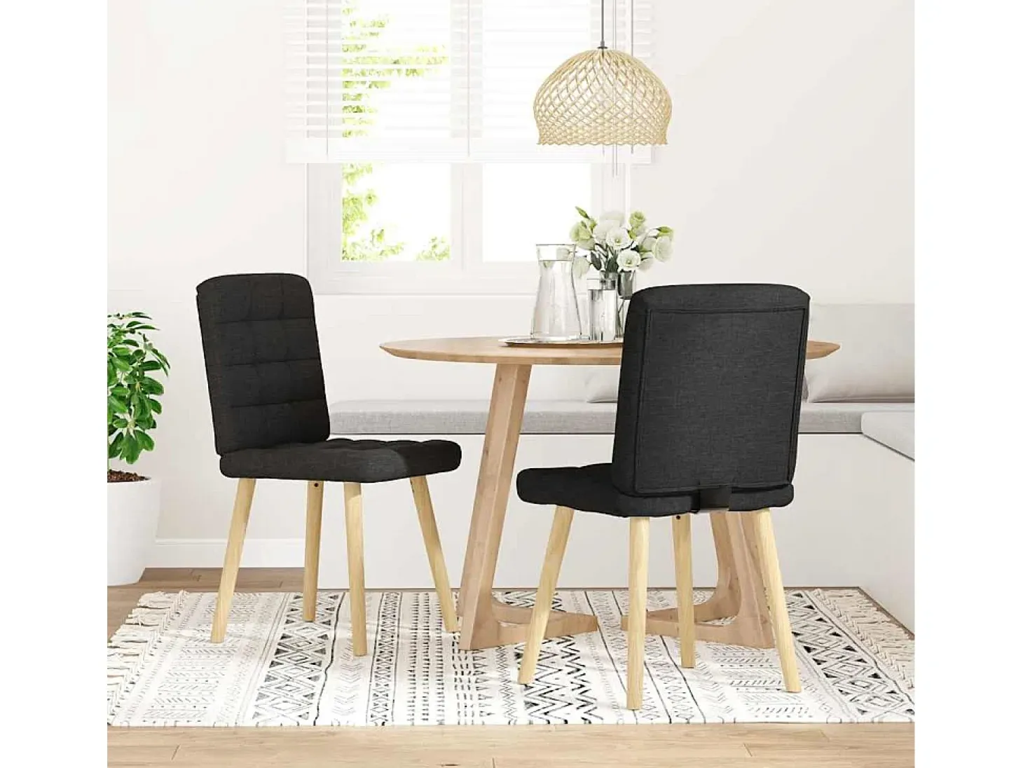 Sillas de comedor 2 unidades tela negro