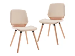 Sillas de comedor 2 unidades cuero sintético color crema
