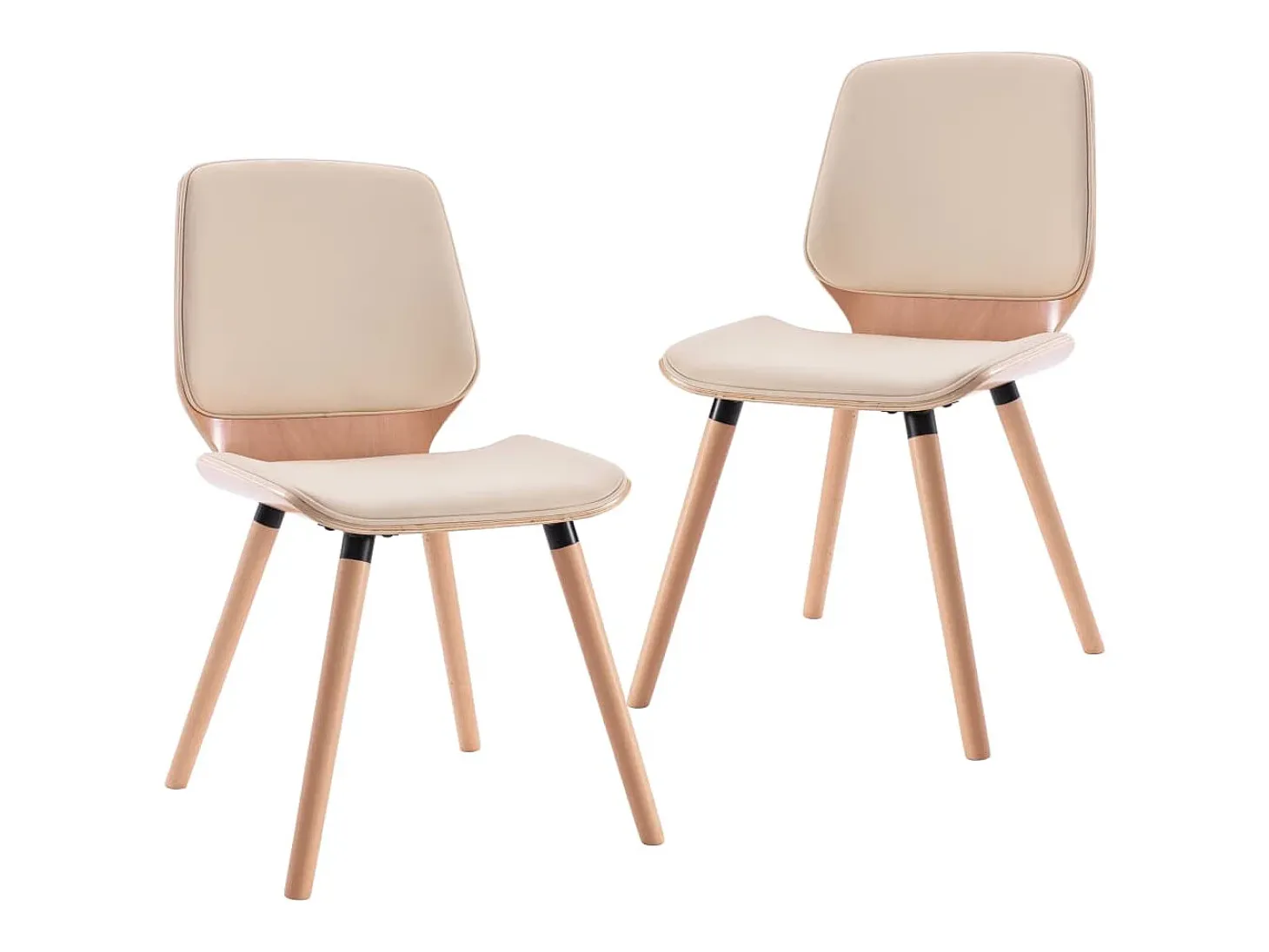 Sillas de comedor 2 unidades cuero sintético color crema