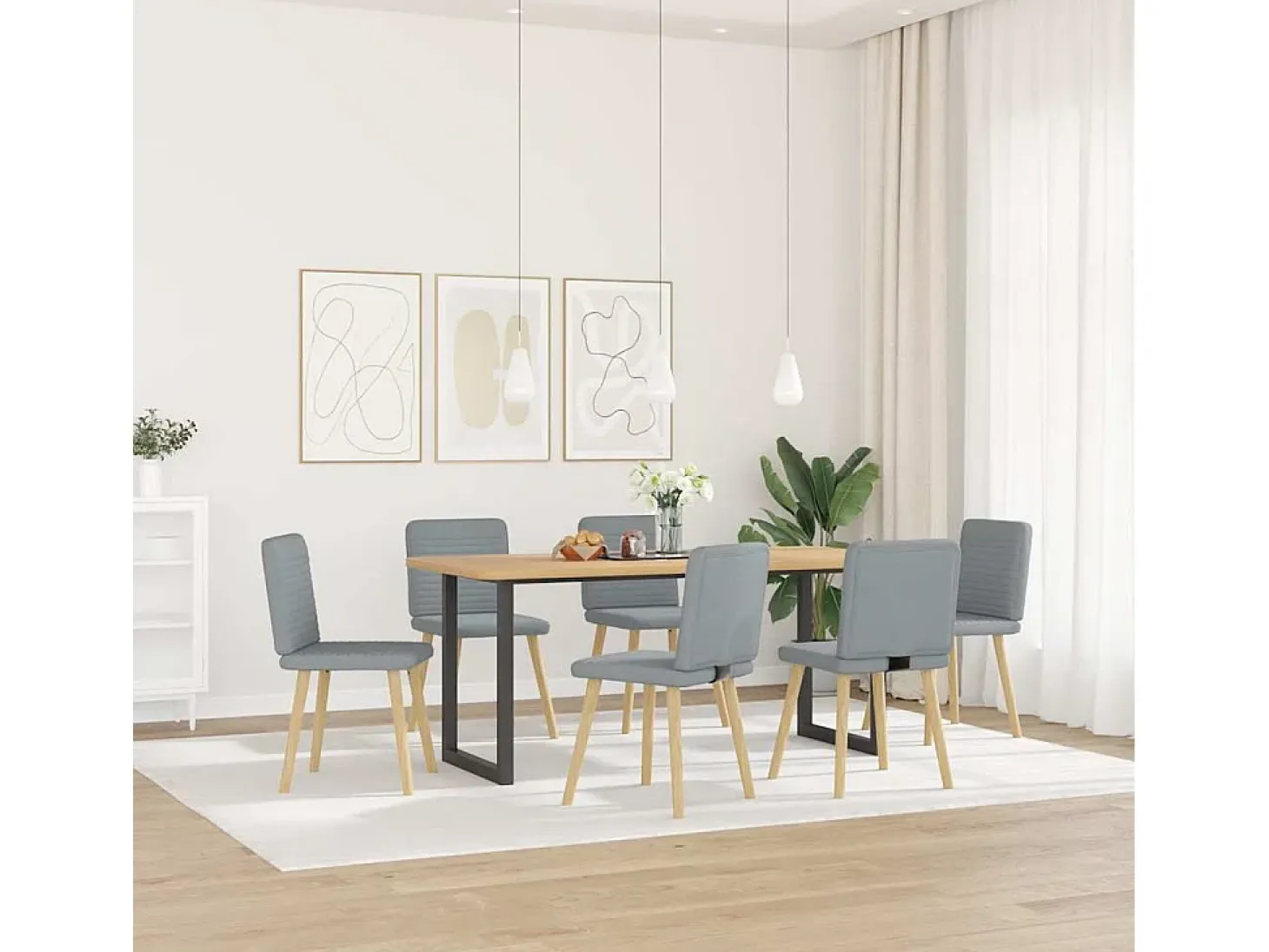 Sillas de comedor 6 unidades de tela gris claro