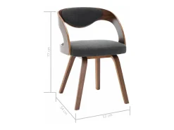 Sillas de comedor 4 unidades madera curvada y tela gris oscuro