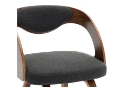 Sillas de comedor 4 unidades madera curvada y tela gris oscuro