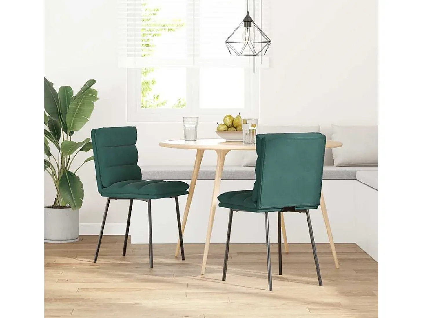 Sillas de comedor 2 unidades terciopelo verde oscuro