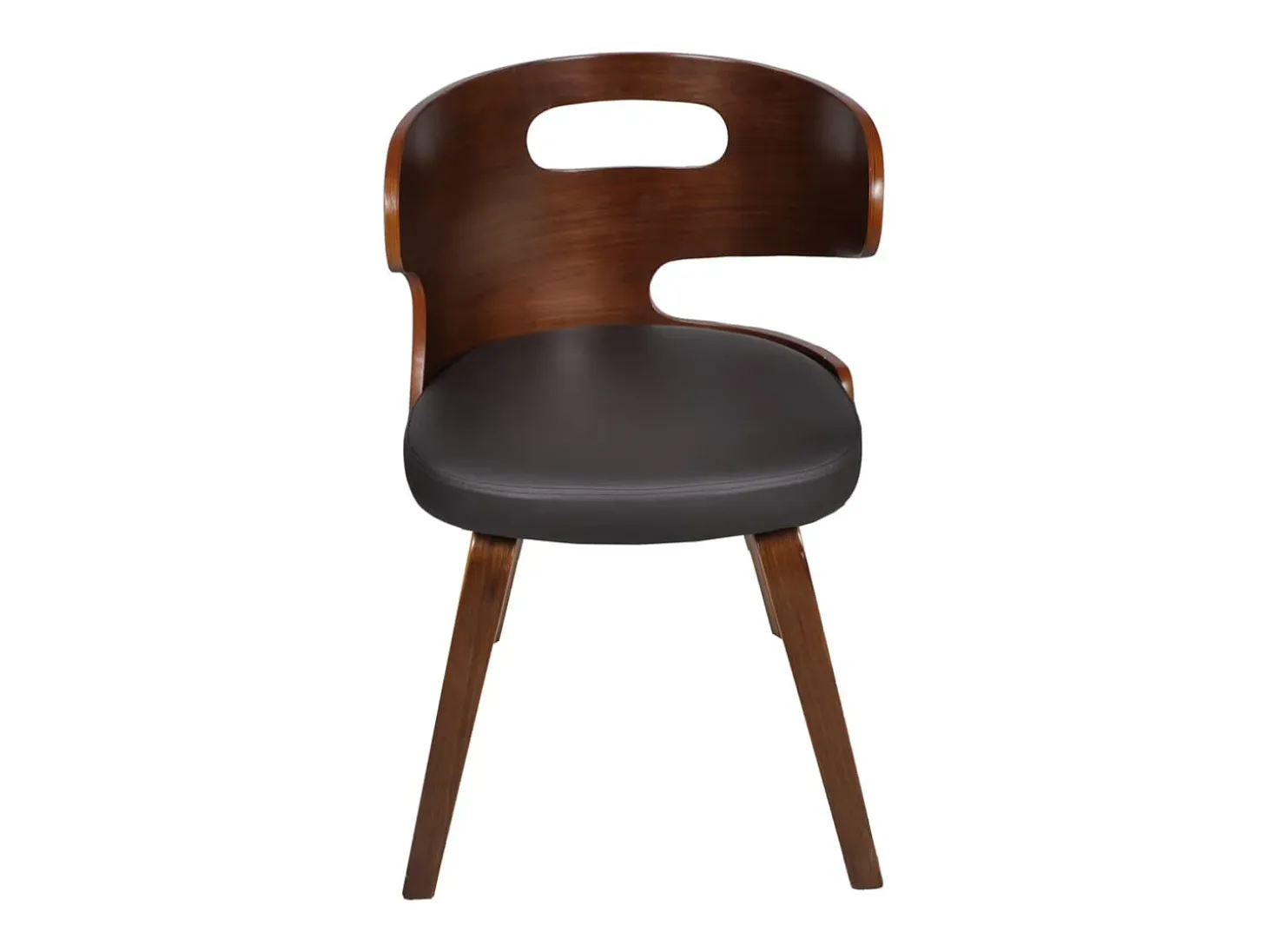 Sillas de comedor 4 unidades madera curvada piel sintética marrón