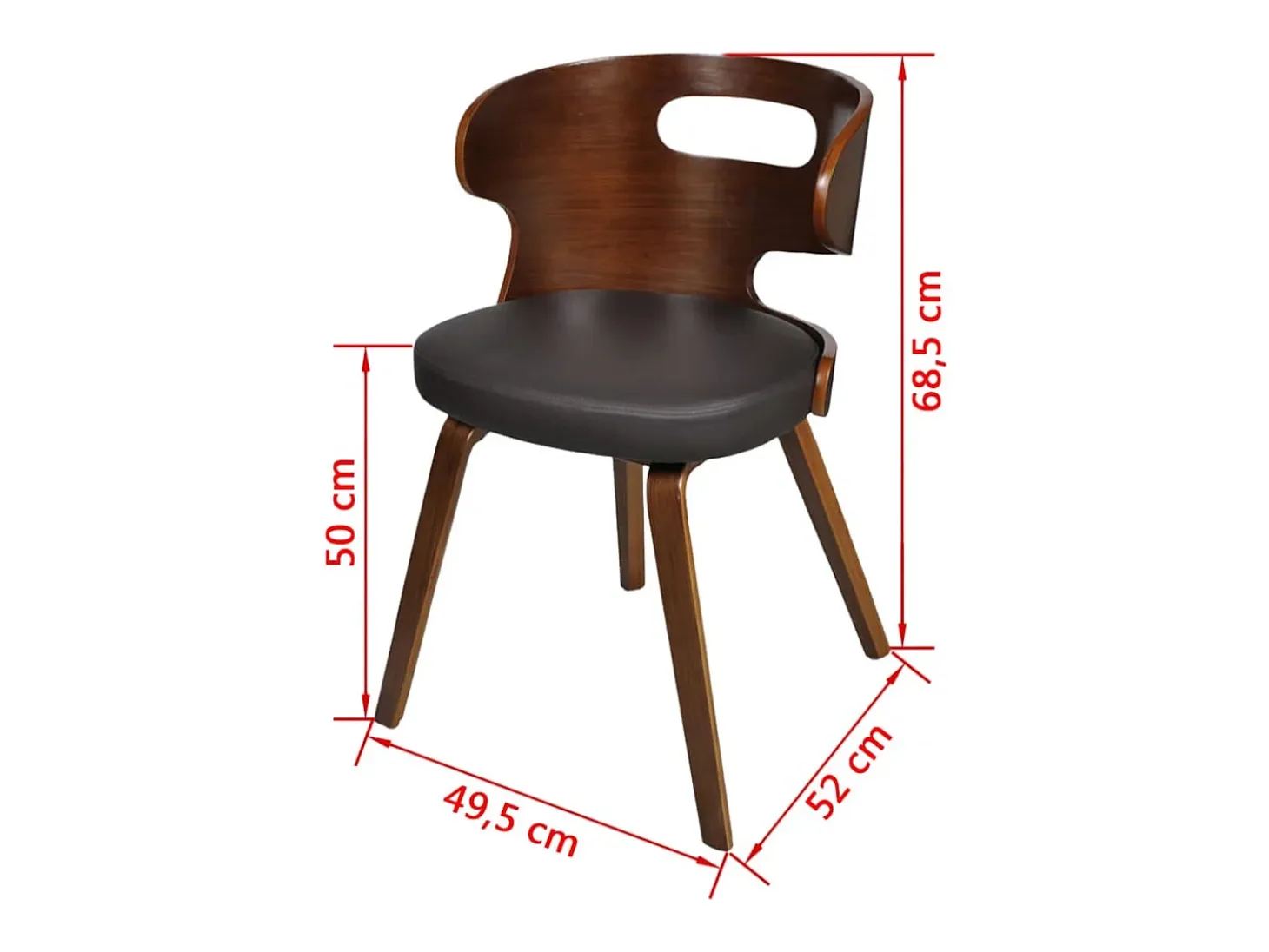 Sillas de comedor 4 unidades madera curvada piel sintética marrón