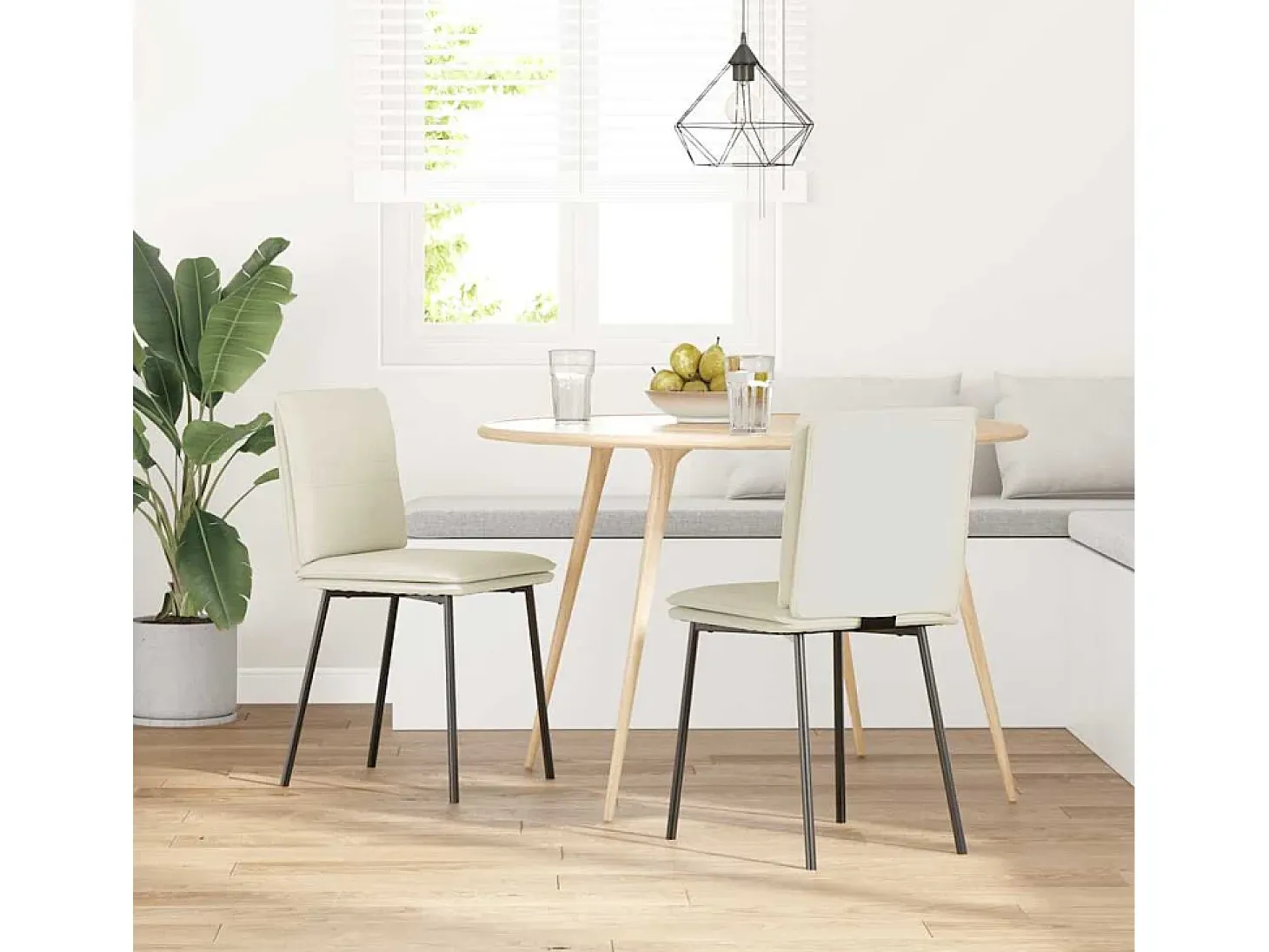 Sillas de comedor 2 unidades terciopelo crema