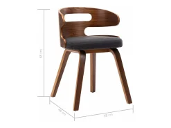Sillas de comedor 6 unidades madera curvada y tela gris oscuro