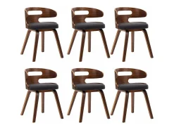 Sillas de comedor 6 unidades madera curvada y tela gris oscuro