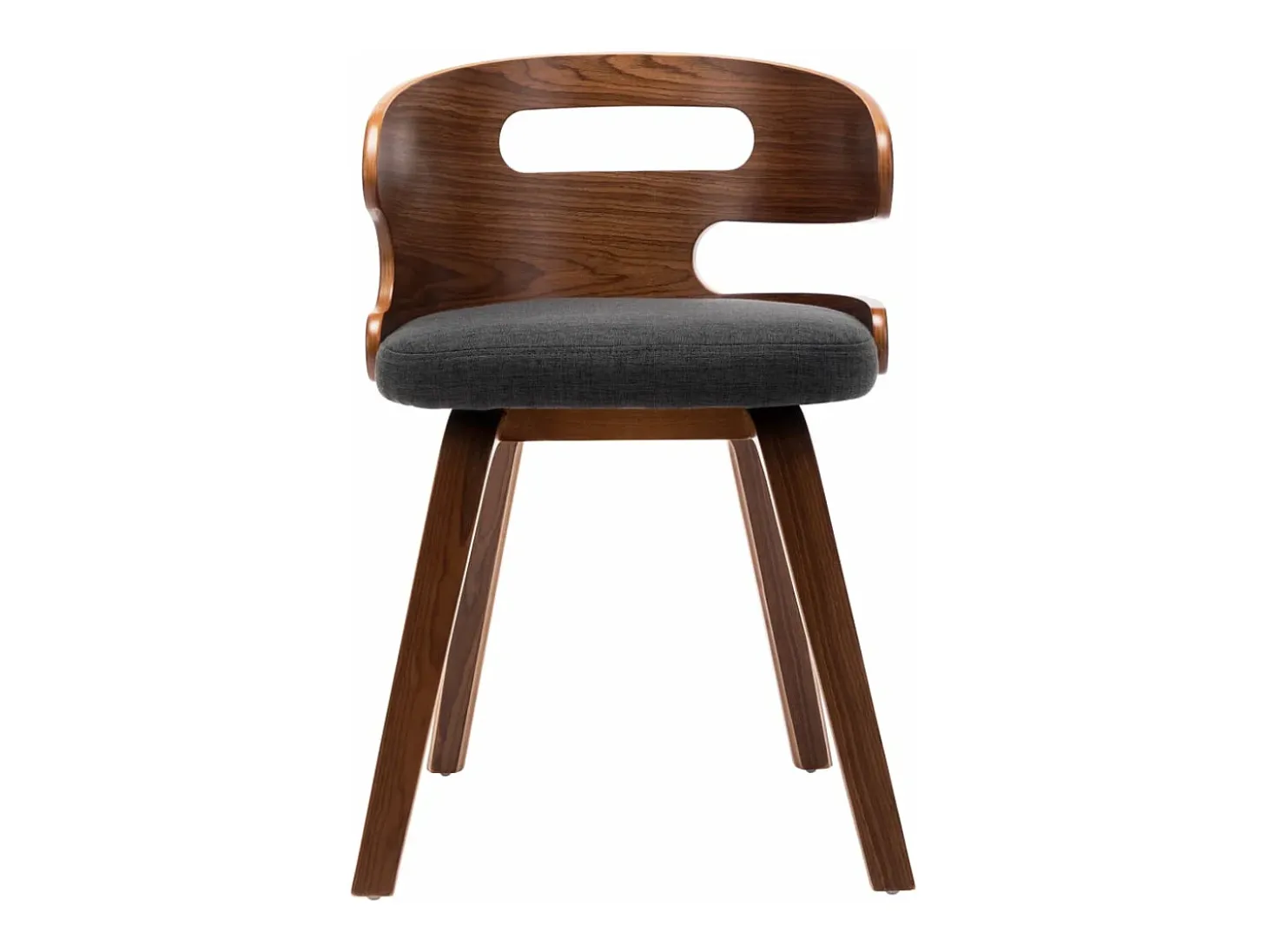 Sillas de comedor 6 unidades madera curvada y tela gris oscuro