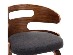Sillas de comedor 6 unidades madera curvada y tela gris oscuro