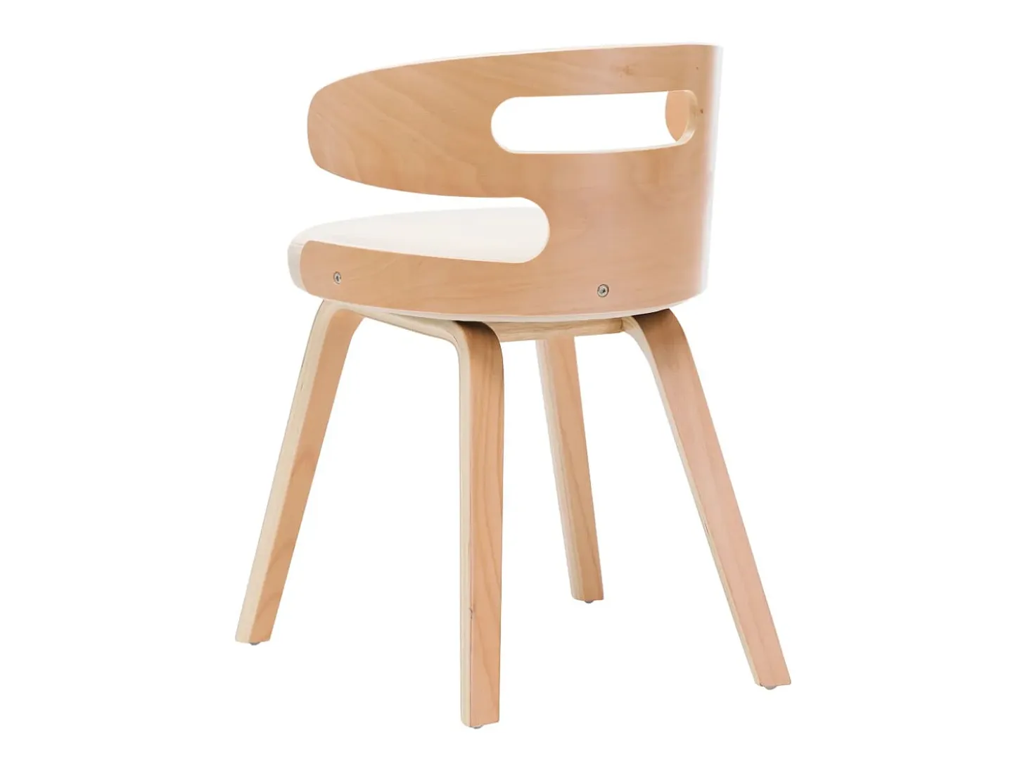 Sillas de comedor 2 unidades madera curvada y cuero sintético crema