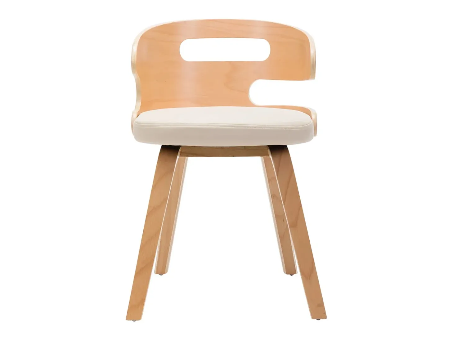 Sillas de comedor 2 unidades madera curvada y cuero sintético crema