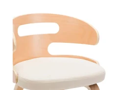 Sillas de comedor 2 unidades madera curvada y cuero sintético crema