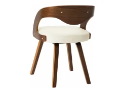 Sillas de comedor 2 unidades madera curvada y cuero sintético crema