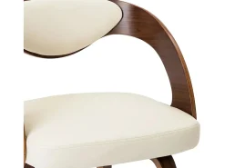 Sillas de comedor 2 unidades madera curvada y cuero sintético crema