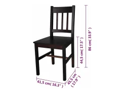Sillas de comedor 6 unidades madera de pino marrón oscuro