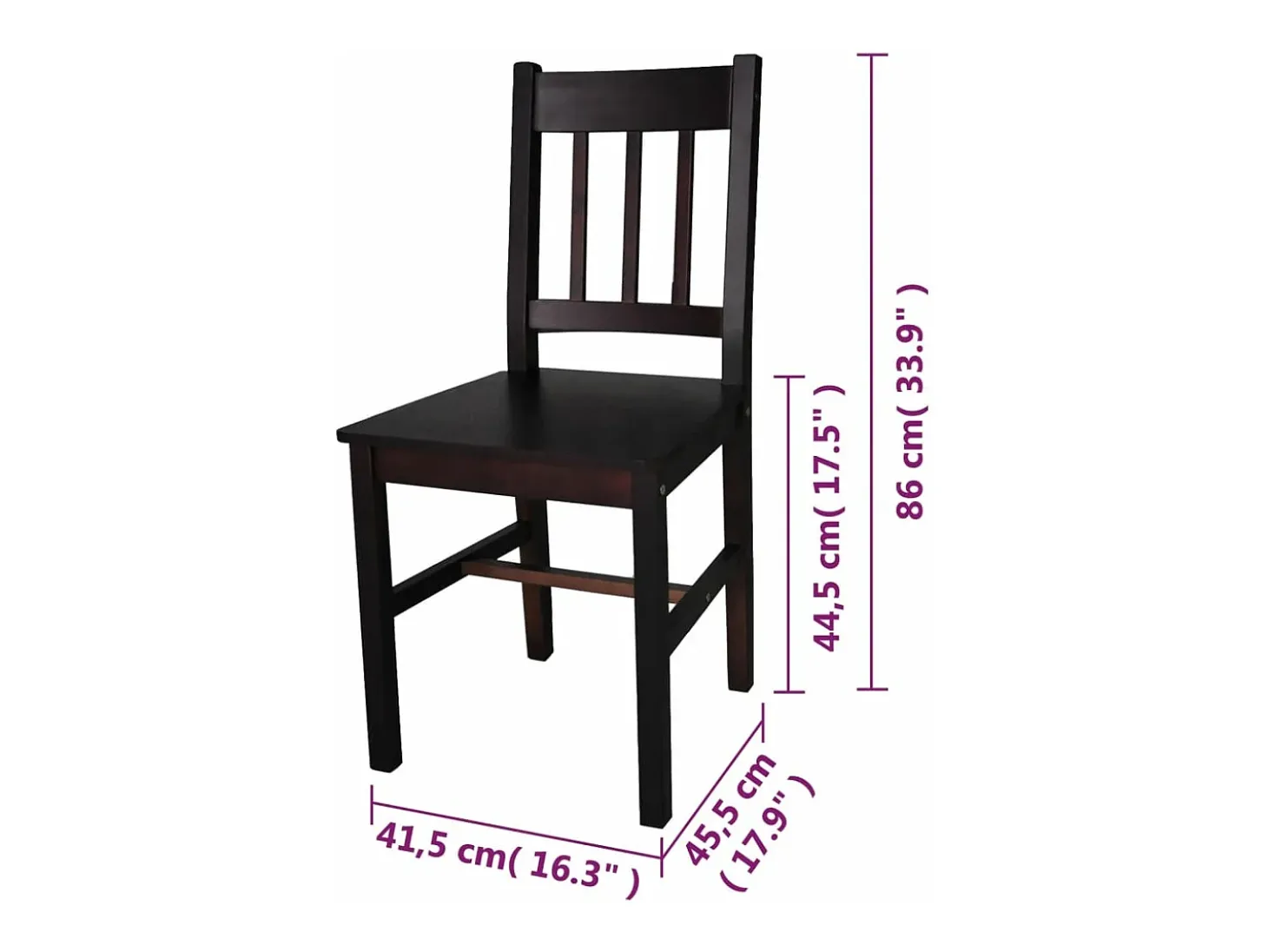 Sillas de comedor 6 unidades madera de pino marrón oscuro