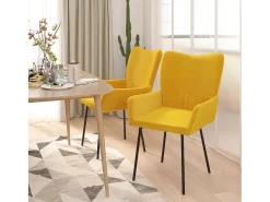 Sillas de comedor 2 unidades terciopelo amarillo