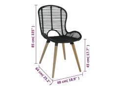 Sillas de comedor 4 unidades de ratán natural negro