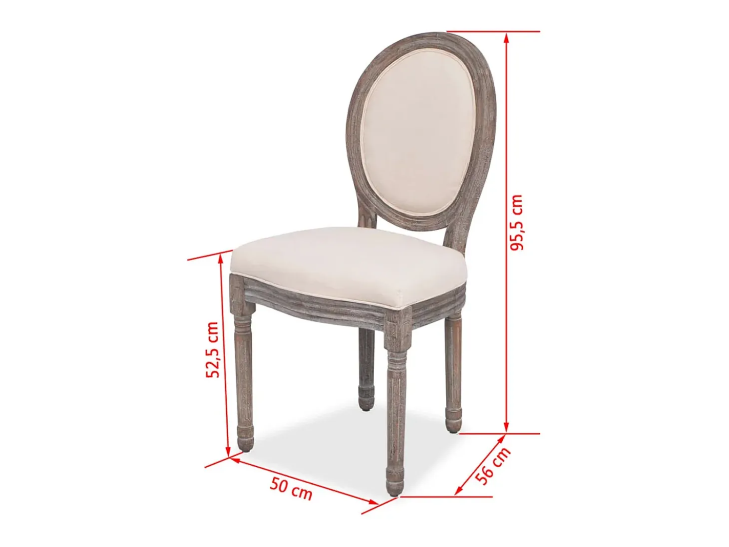 Sillas de comedor 4 unidades tela color crema