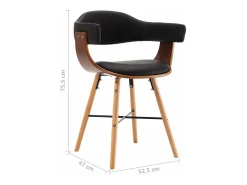 Sillas de comedor 2 unidades cuero sintético y madera curvada negro