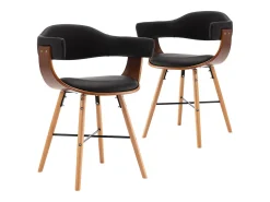 Sillas de comedor 2 unidades cuero sintético y madera curvada negro