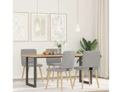 Sillas de comedor 4 unidades tela gris nube