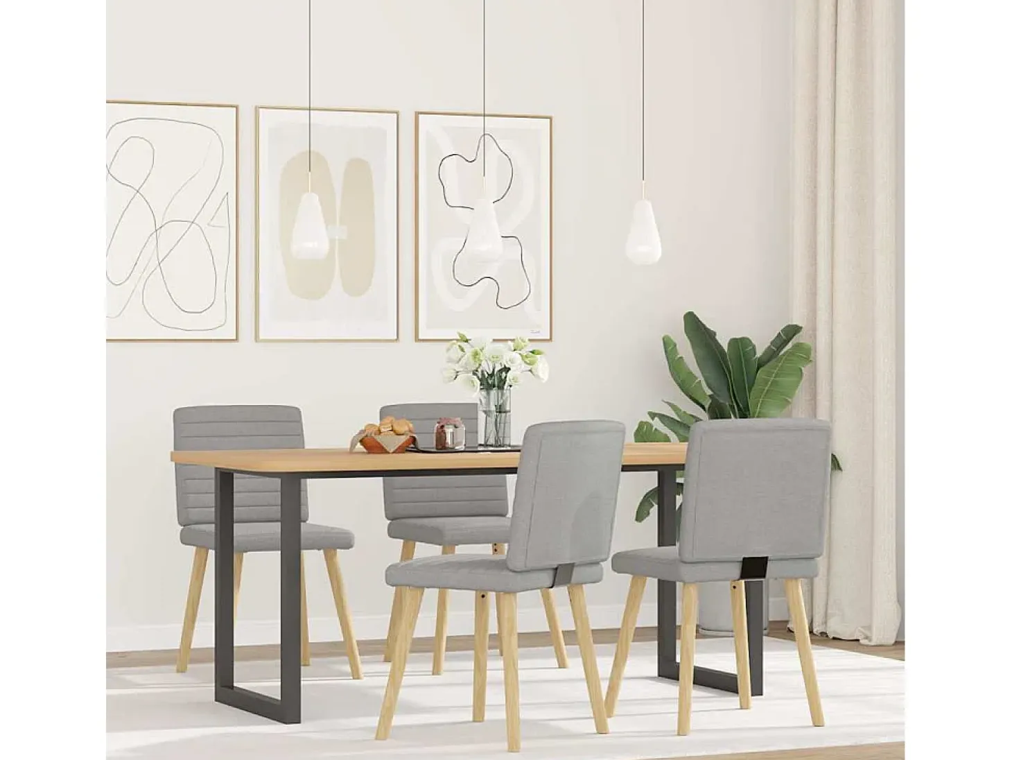 Sillas de comedor 4 unidades tela gris nube