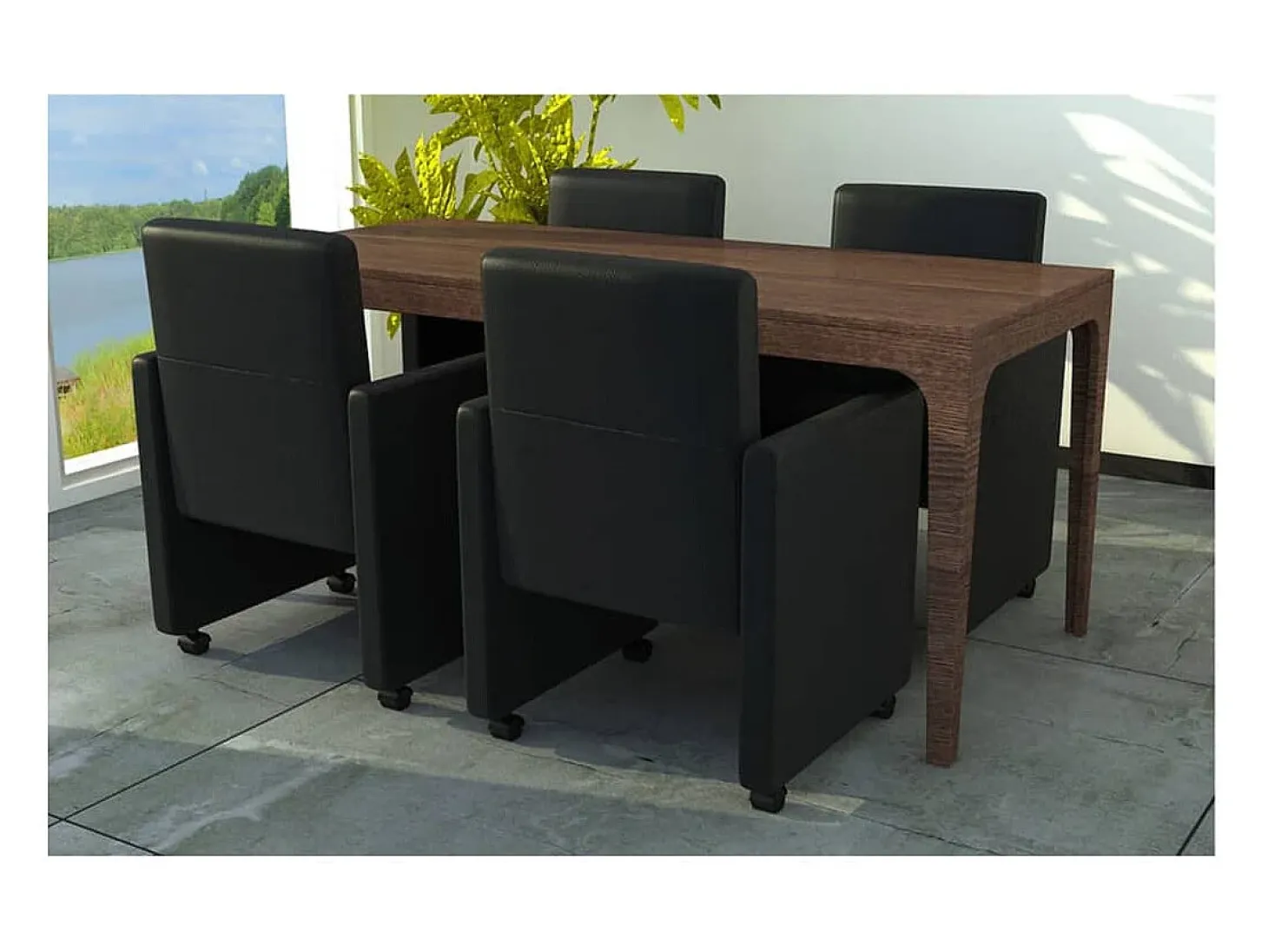 Sillas de comedor 4 unidades cuero sintético negro