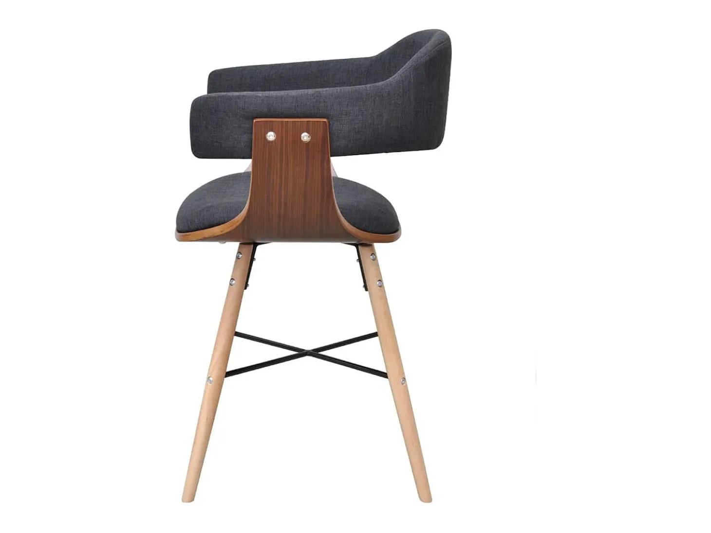 Sillas de comedor 2 unidades madera curvada y tela gris oscuro