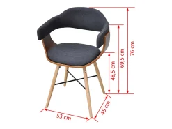 Sillas de comedor 2 unidades madera curvada y tela gris oscuro