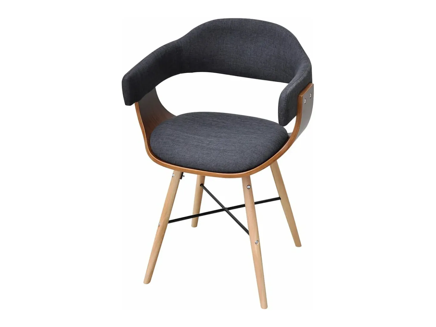 Sillas de comedor 2 unidades madera curvada y tela gris oscuro