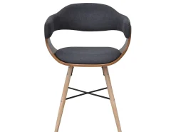 Sillas de comedor 2 unidades madera curvada y tela gris oscuro